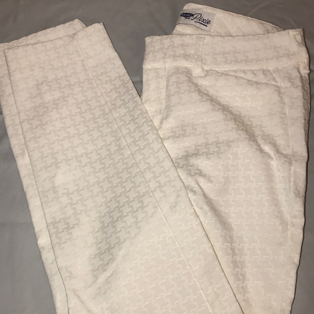 Old Navy White Print Pixi Pants Size 0